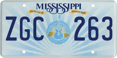 MS license plate ZGC263
