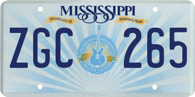MS license plate ZGC265