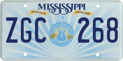 MS license plate ZGC268