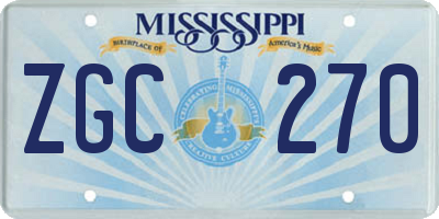 MS license plate ZGC270