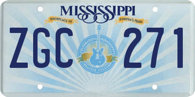 MS license plate ZGC271