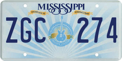 MS license plate ZGC274