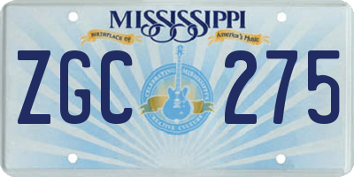 MS license plate ZGC275