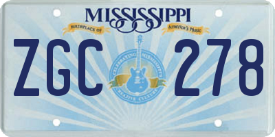 MS license plate ZGC278