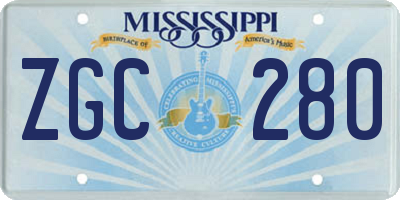 MS license plate ZGC280