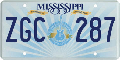 MS license plate ZGC287