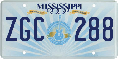 MS license plate ZGC288
