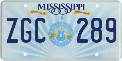 MS license plate ZGC289