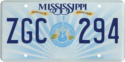 MS license plate ZGC294