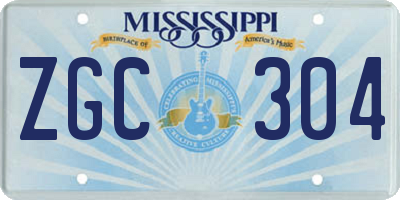 MS license plate ZGC304