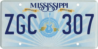 MS license plate ZGC307