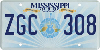 MS license plate ZGC308