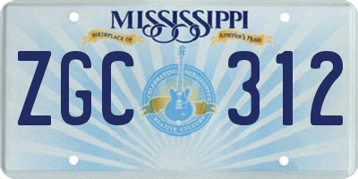 MS license plate ZGC312
