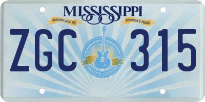 MS license plate ZGC315