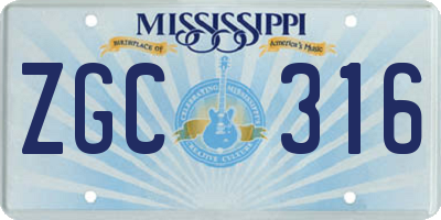 MS license plate ZGC316