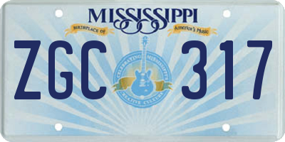 MS license plate ZGC317