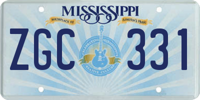 MS license plate ZGC331