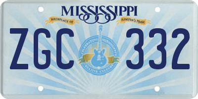 MS license plate ZGC332