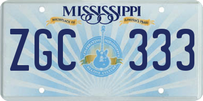 MS license plate ZGC333