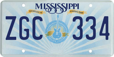 MS license plate ZGC334