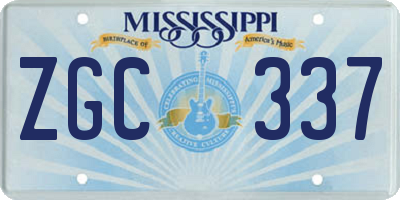 MS license plate ZGC337