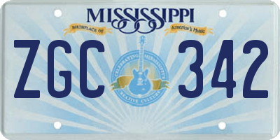 MS license plate ZGC342