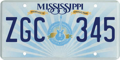 MS license plate ZGC345