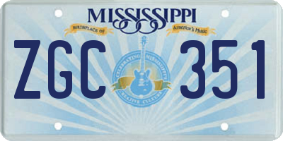 MS license plate ZGC351