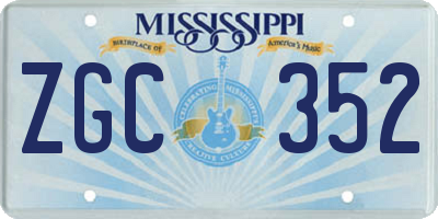 MS license plate ZGC352