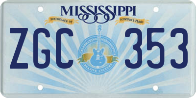 MS license plate ZGC353