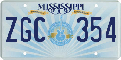 MS license plate ZGC354