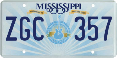 MS license plate ZGC357