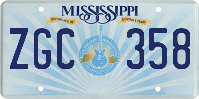 MS license plate ZGC358