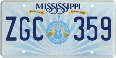 MS license plate ZGC359
