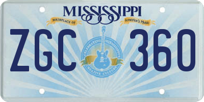 MS license plate ZGC360