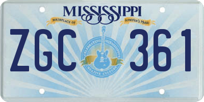 MS license plate ZGC361