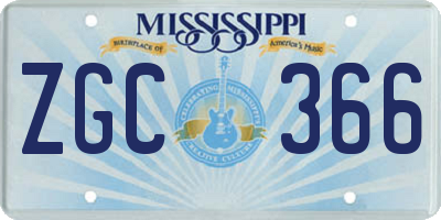 MS license plate ZGC366