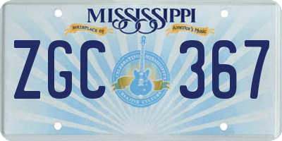 MS license plate ZGC367