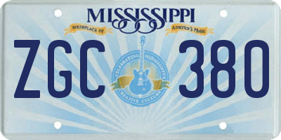 MS license plate ZGC380