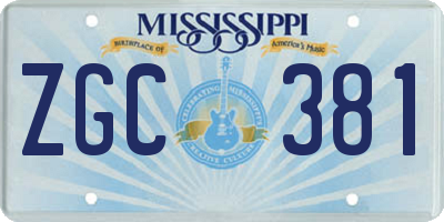 MS license plate ZGC381