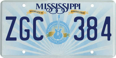 MS license plate ZGC384