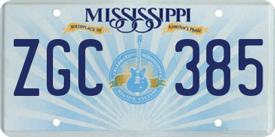 MS license plate ZGC385