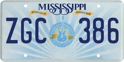 MS license plate ZGC386
