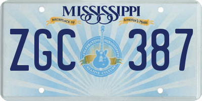 MS license plate ZGC387