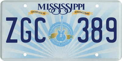 MS license plate ZGC389