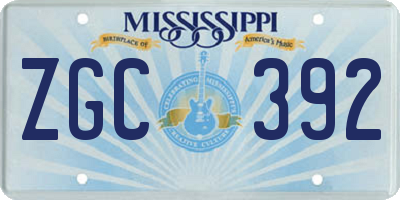MS license plate ZGC392