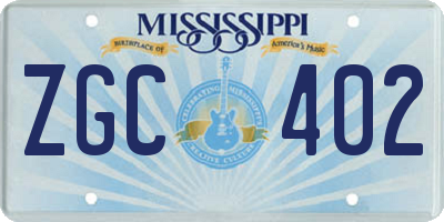 MS license plate ZGC402