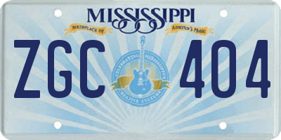 MS license plate ZGC404