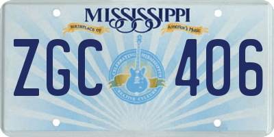 MS license plate ZGC406