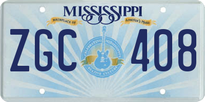 MS license plate ZGC408